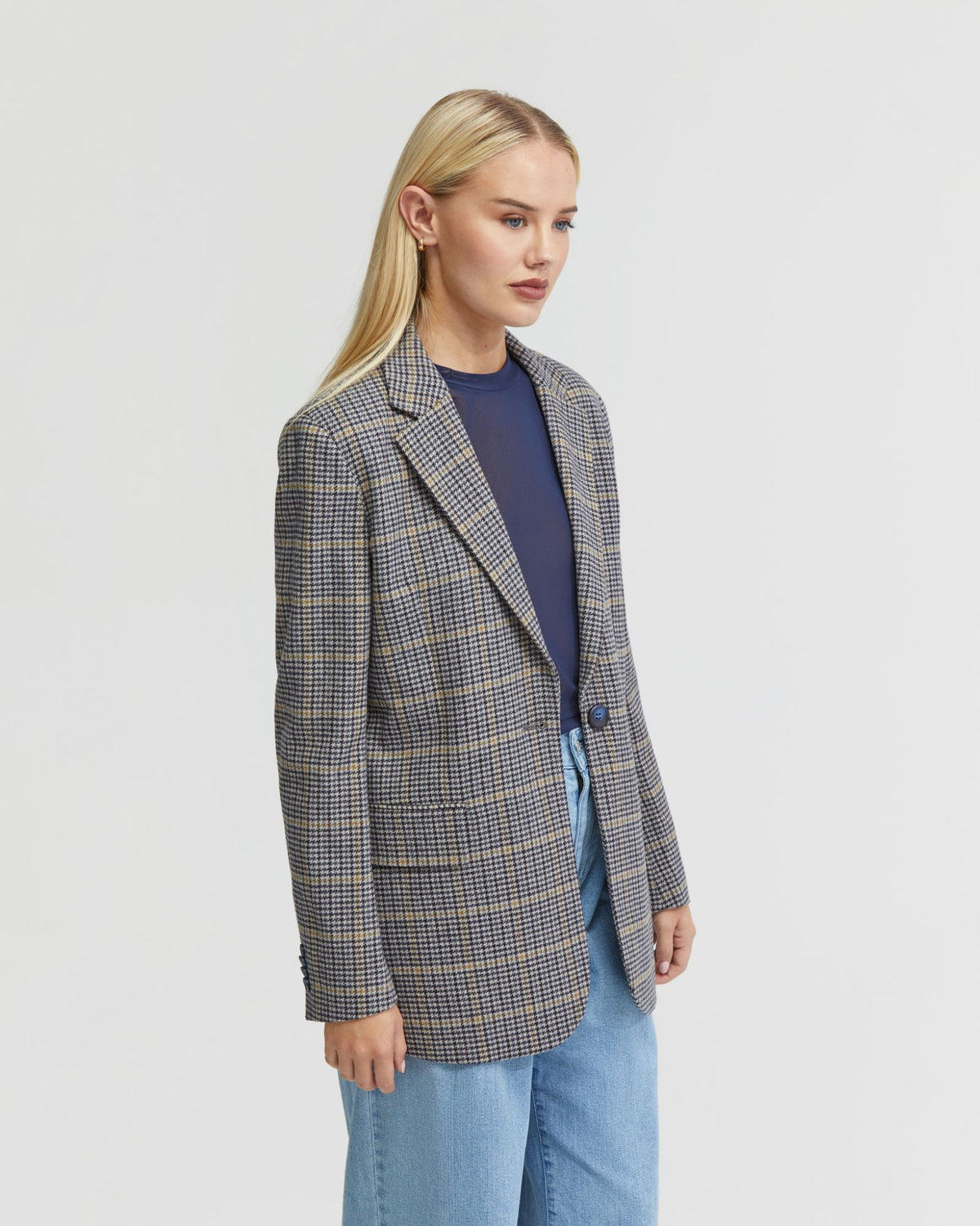 WILLOW WOOL RICH CHECK BLAZER WOMENS SUITS JKTS COATS