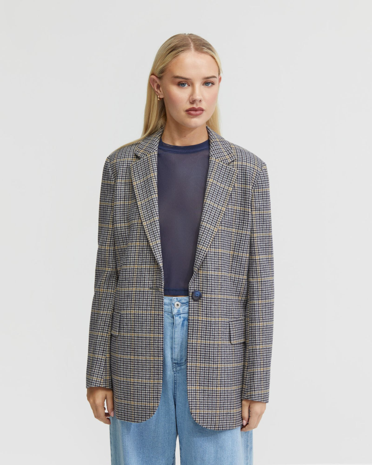 WILLOW WOOL RICH CHECK BLAZER WOMENS SUITS JKTS COATS