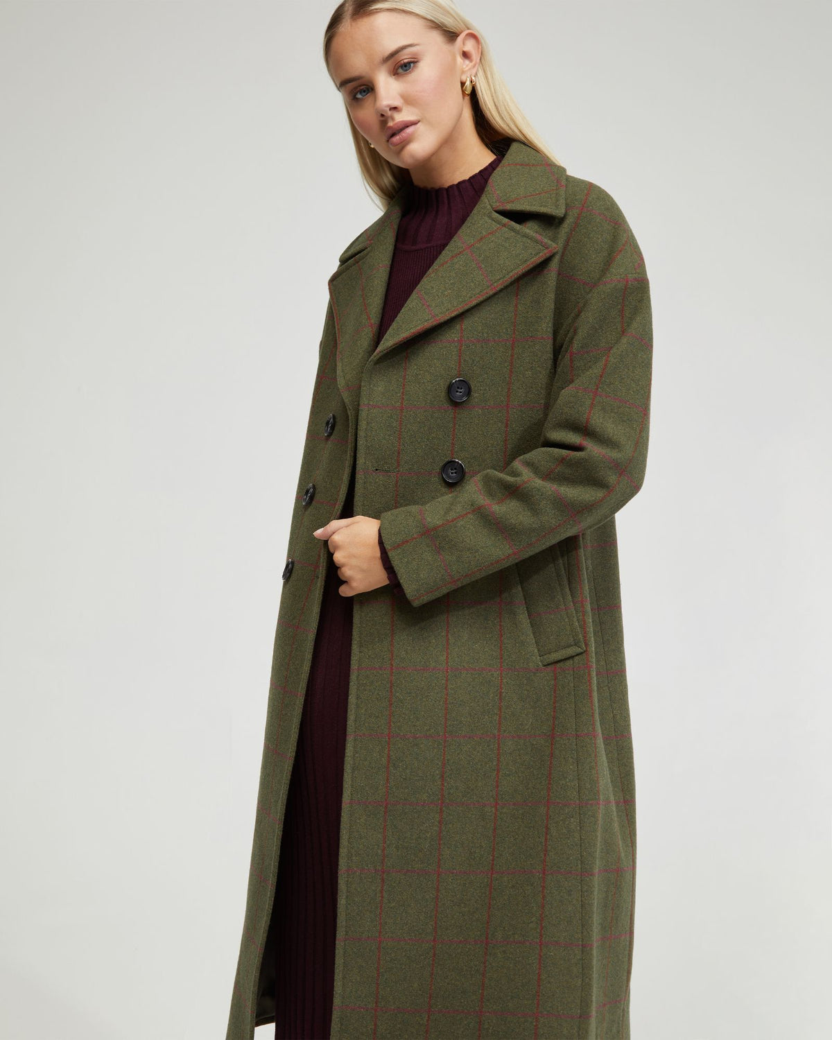 ANNA WOOL RICH CHECK COAT WOMENS SUITS JKTS COATS