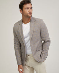 BLAKE LINEN BLEND CHECK BLAZER MENS JACKETS AND COATS