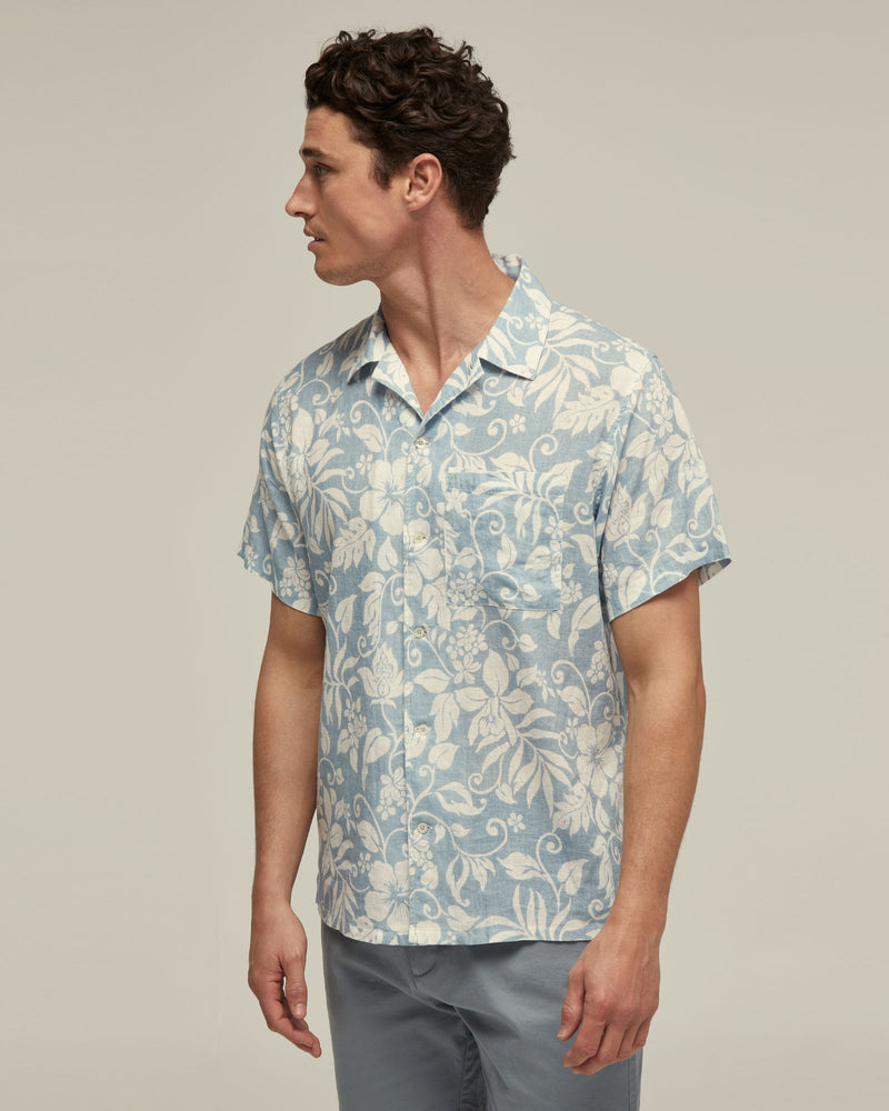 VINNY LINEN BLEND PRINTED SHORT SLEEVE SHIRT MENS SHIRTS