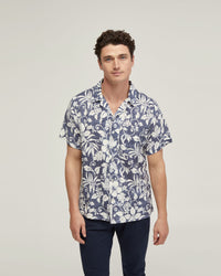 VINNY LINEN BLEND PRINTED SHORT SLEEVE SHIRT MENS SHIRTS