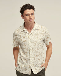 VINNY LINEN BLEND PRINTED SHORT SLEEVE SHIRT MENS SHIRTS