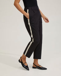 KATE LINEN PANTS WITH CONTRAST PANEL WOMENS PANTS