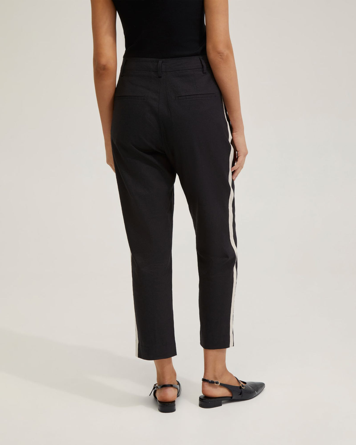 KATE LINEN PANTS WITH CONTRAST PANEL WOMENS PANTS