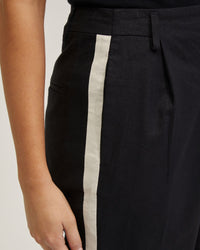 KATE LINEN PANTS WITH CONTRAST PANEL WOMENS PANTS