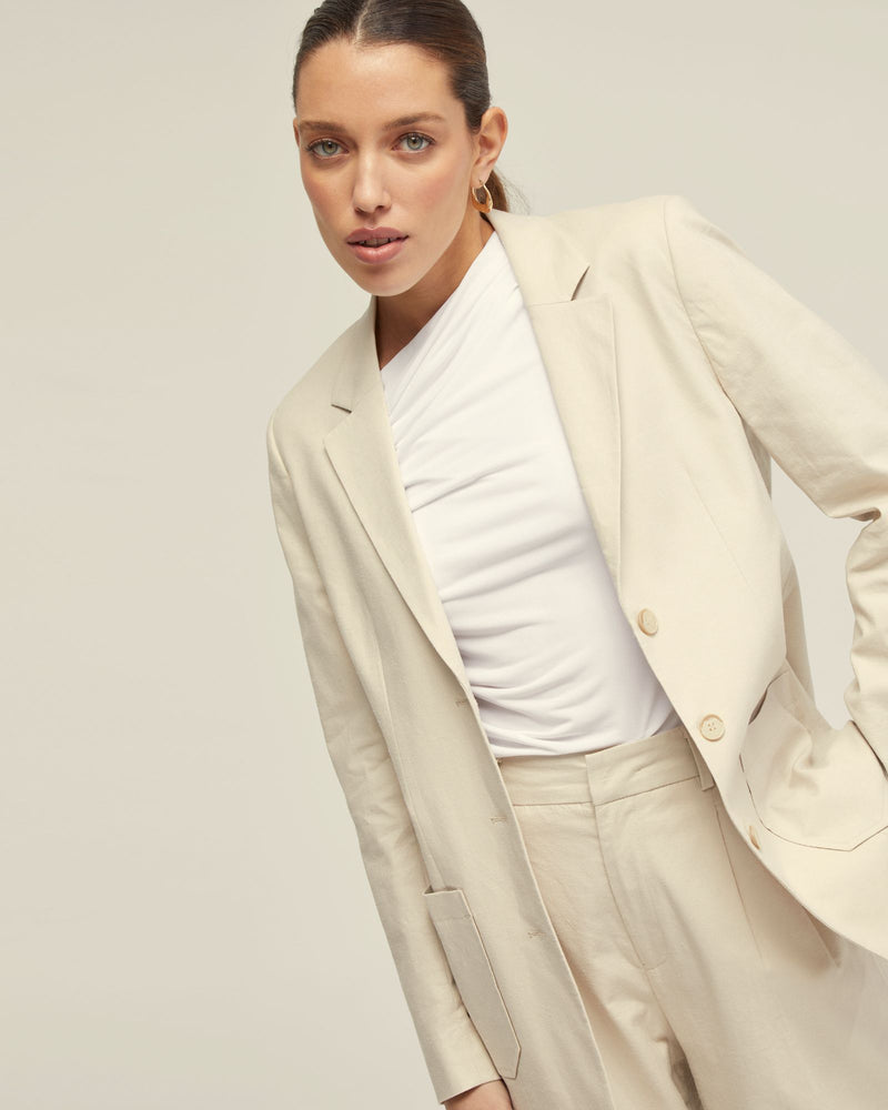 JUNE 3 BUTTON LINEN JACKET WOMENS SUITS JKTS COATS