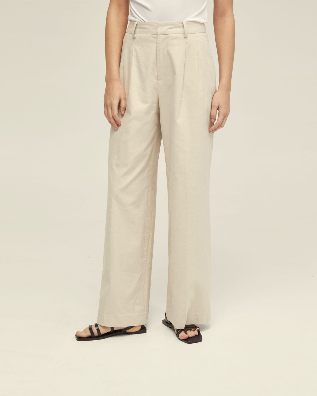 SONIA PLEAT FRONT LINEN PANTS WOMENS PANTS