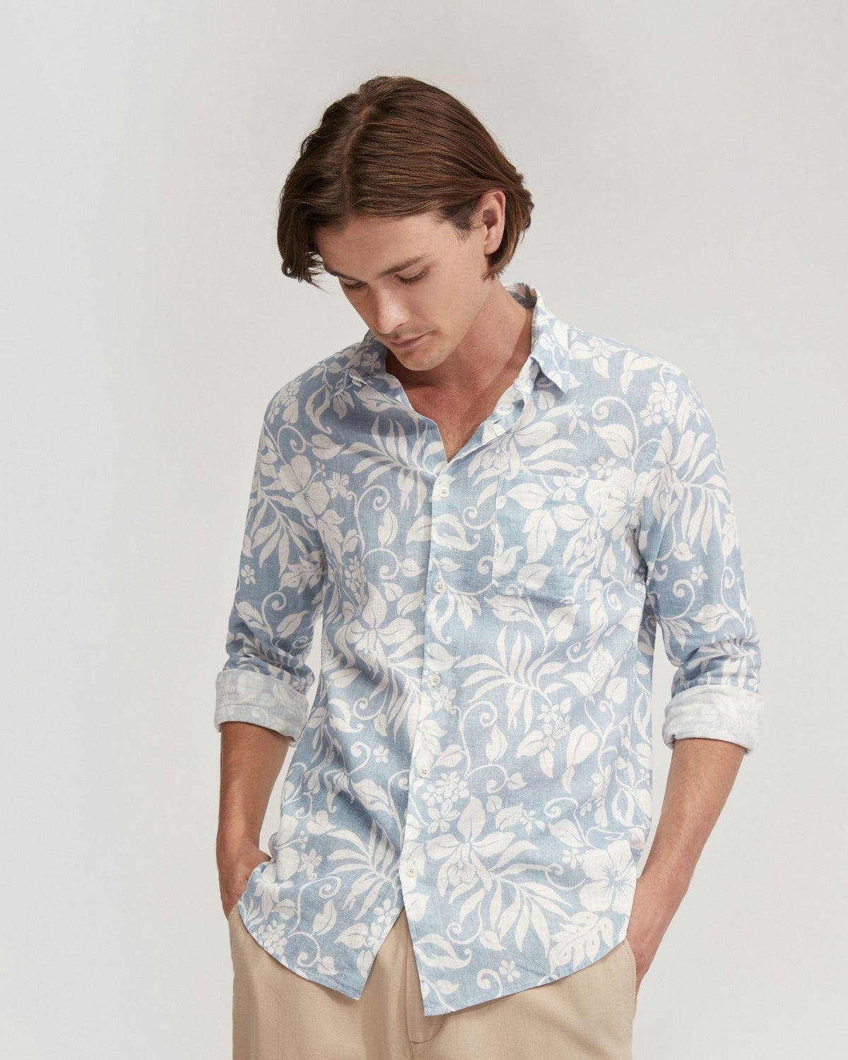 Holloway Linen Blend Printed Shirt - Available ~ 1-2 weeks MENS SHIRTS