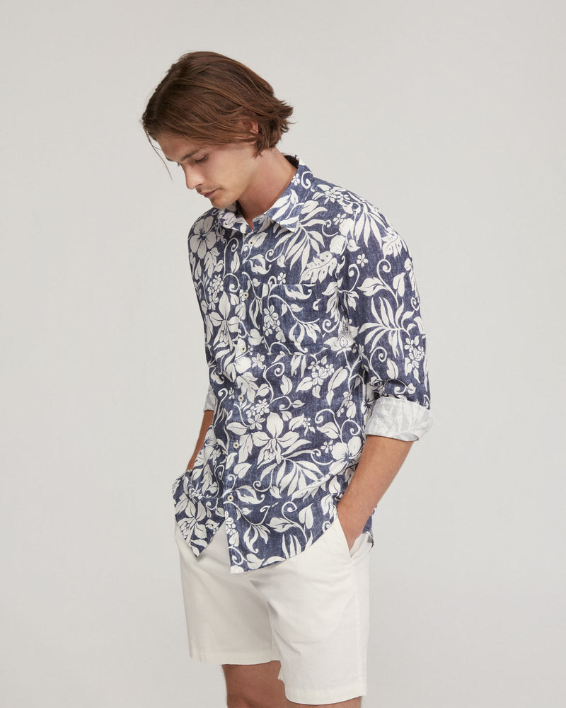 Holloway Linen Blend Printed Shirt - Available ~ 1-2 weeks MENS SHIRTS