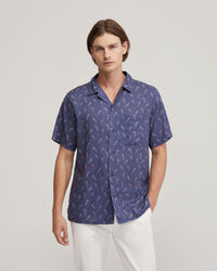 Vinny Linen Blend Short Sleeve Printed Shirt MENS SHIRTS