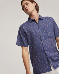 Vinny Linen Blend Short Sleeve Printed Shirt MENS SHIRTS