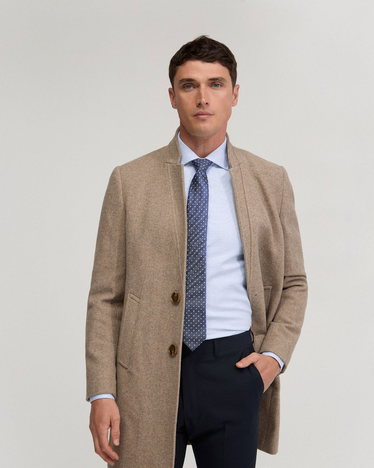 Austin Herringbone Wool Overcoat - Available ~ 1-2 weeks MENS JACKETS AND COATS