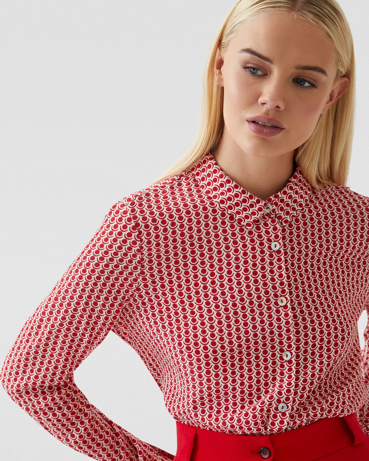 POPPY SPOT PRINT BLOUSE WOMENS SHIRTS