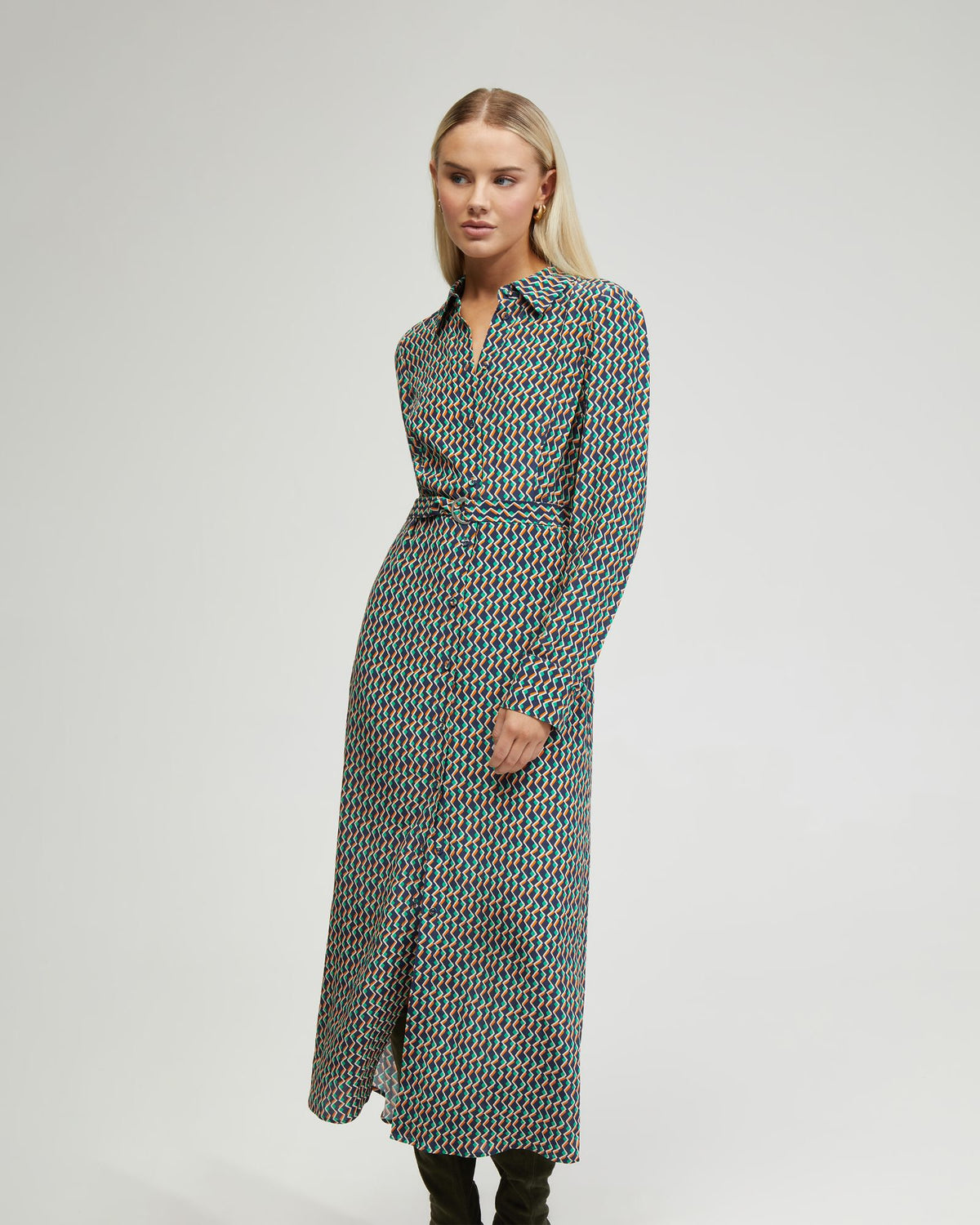 DIANNE ZIGZAG PRINT SHIRT DRESS WOMENS DRESSES