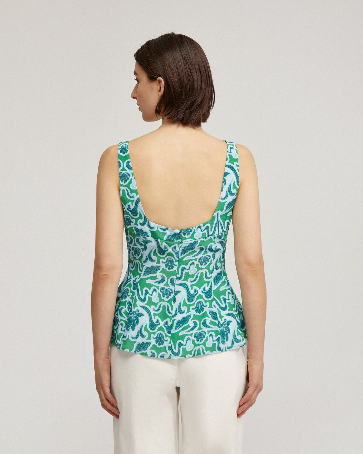 JACQUELINE PRINTED PEPLUM TOP WOMENS TOPS