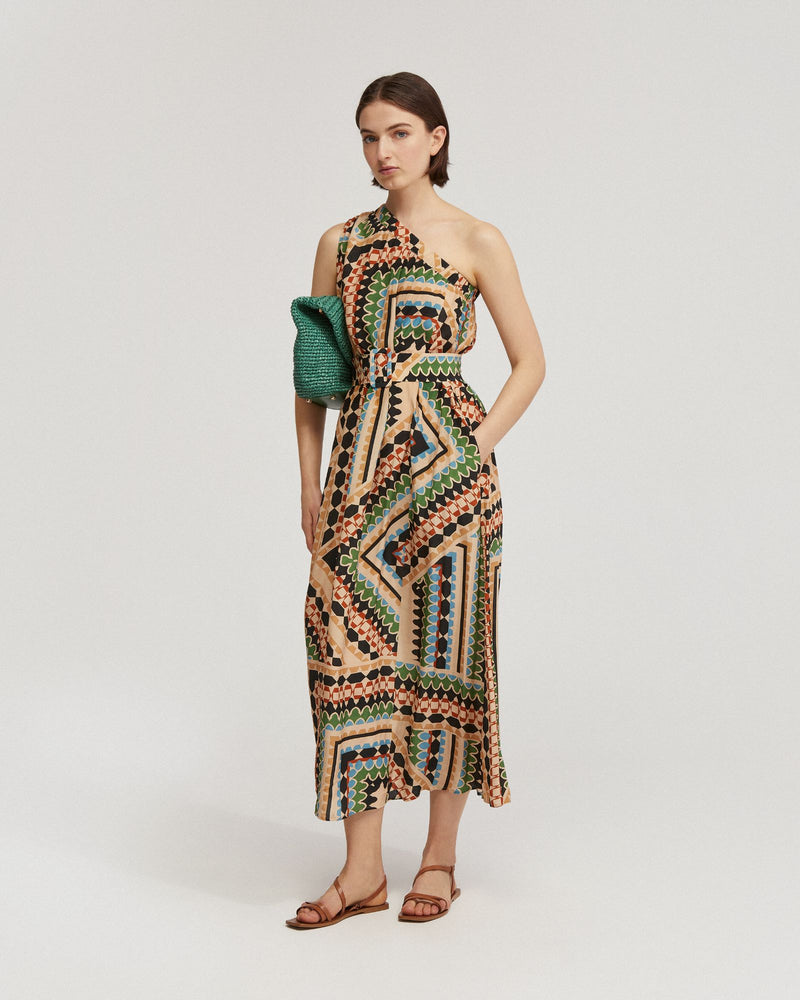 SAMINA PRINTED ONE-SHOULDER DRESS WOMENS DRESSES