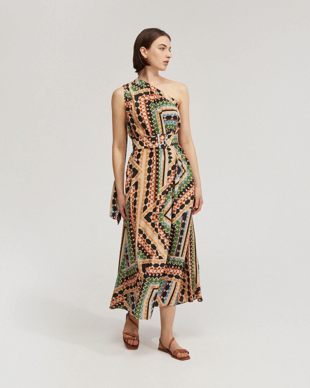 SAMINA PRINTED ONE-SHOULDER DRESS WOMENS DRESSES