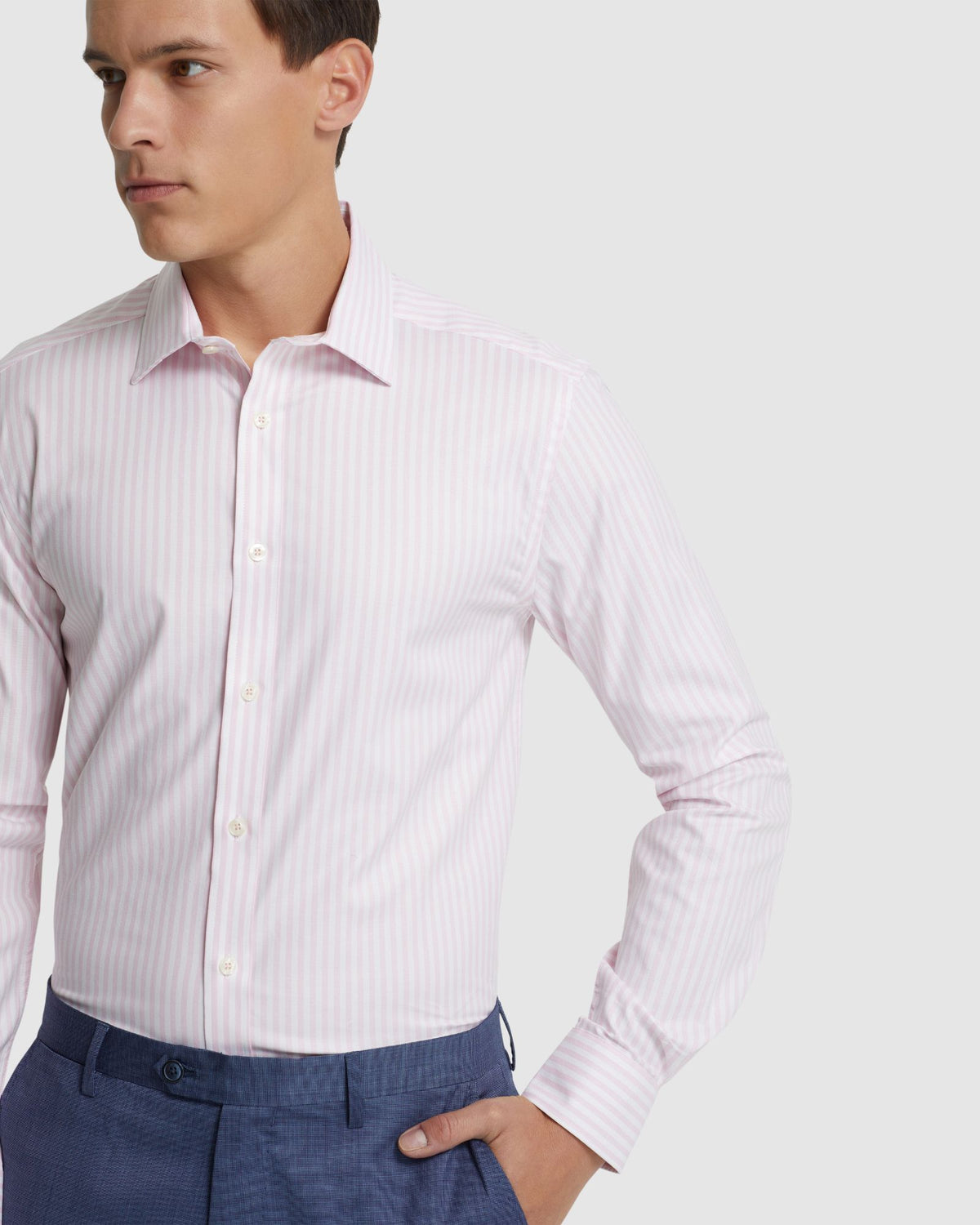 BECKTON COTTON STRETCH STRIPE SHIRT MENS SHIRTS