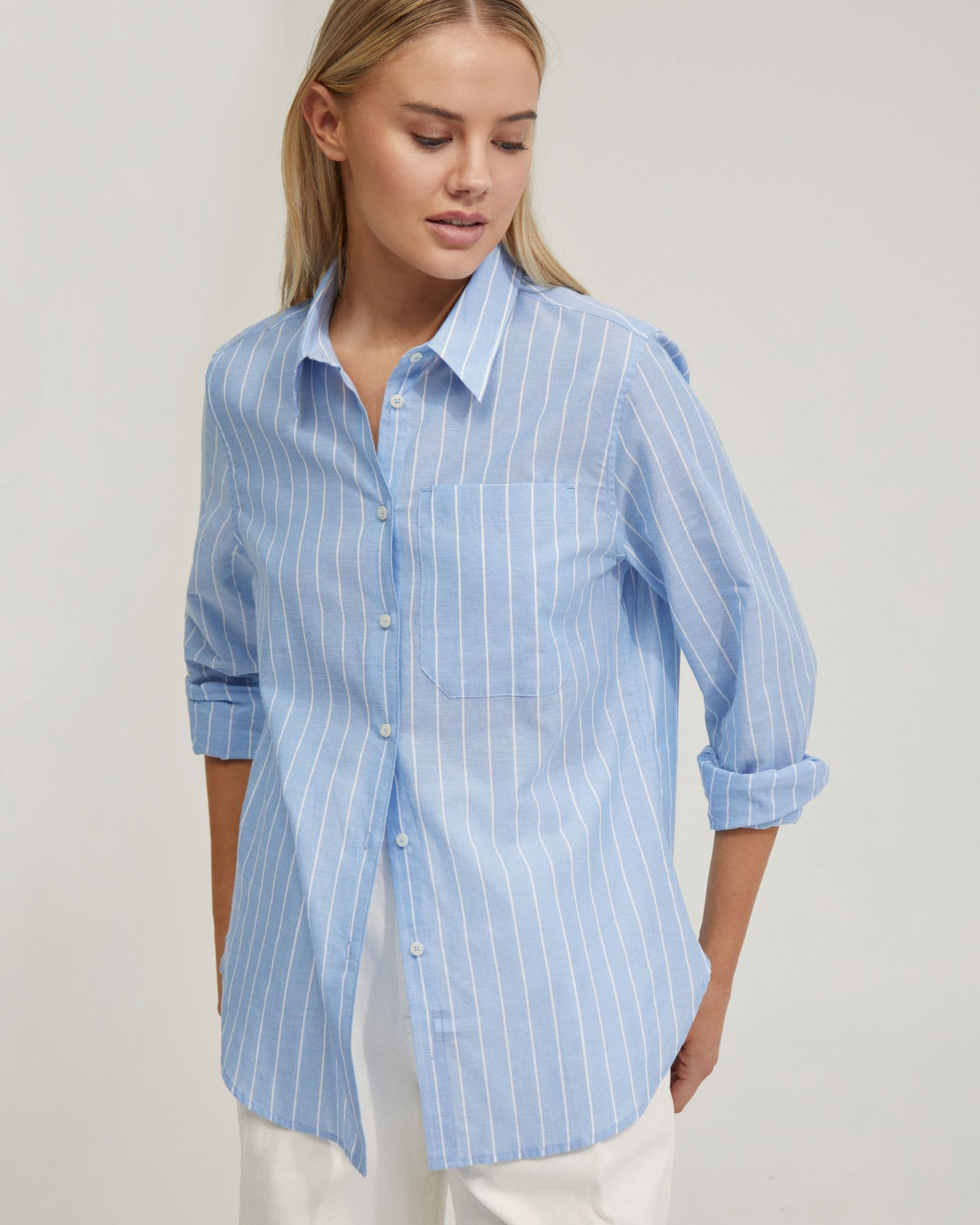 ARIEL STRIPED VOILE SHIRT WOMENS SHIRTS