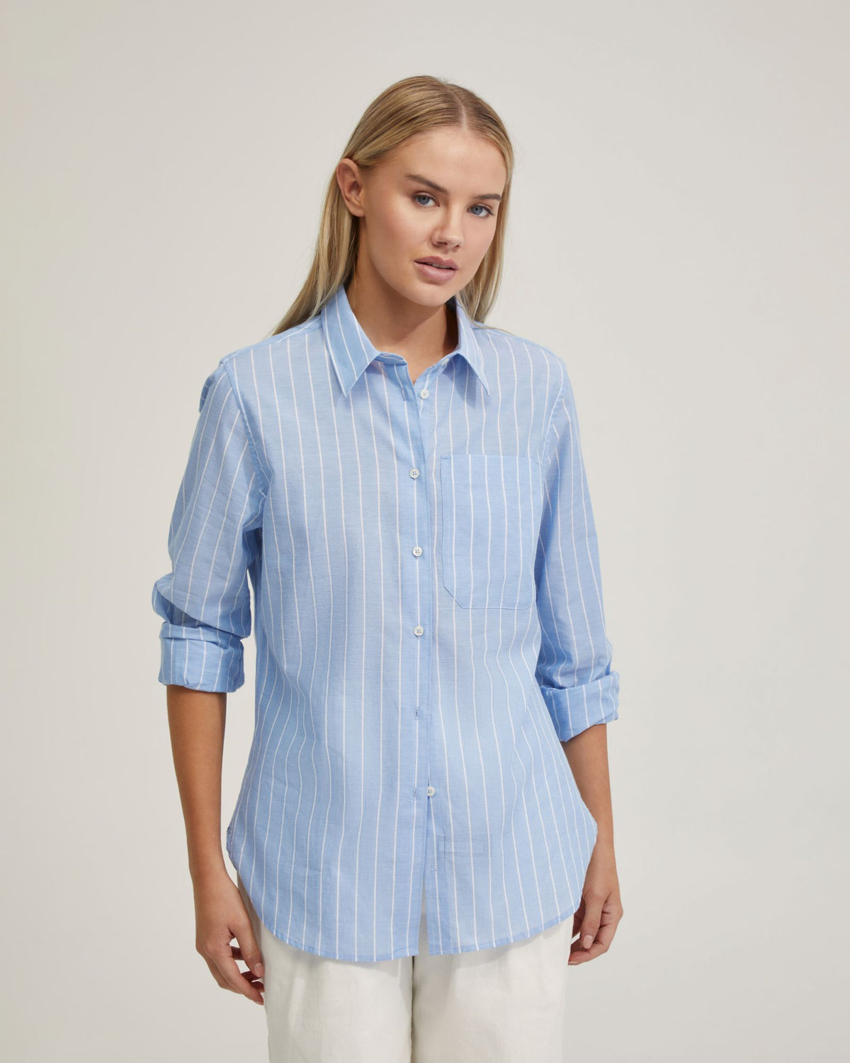 ARIEL STRIPED VOILE SHIRT WOMENS SHIRTS