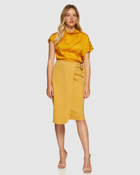 DAPHNE STRETCH SKIRT MUSTARD