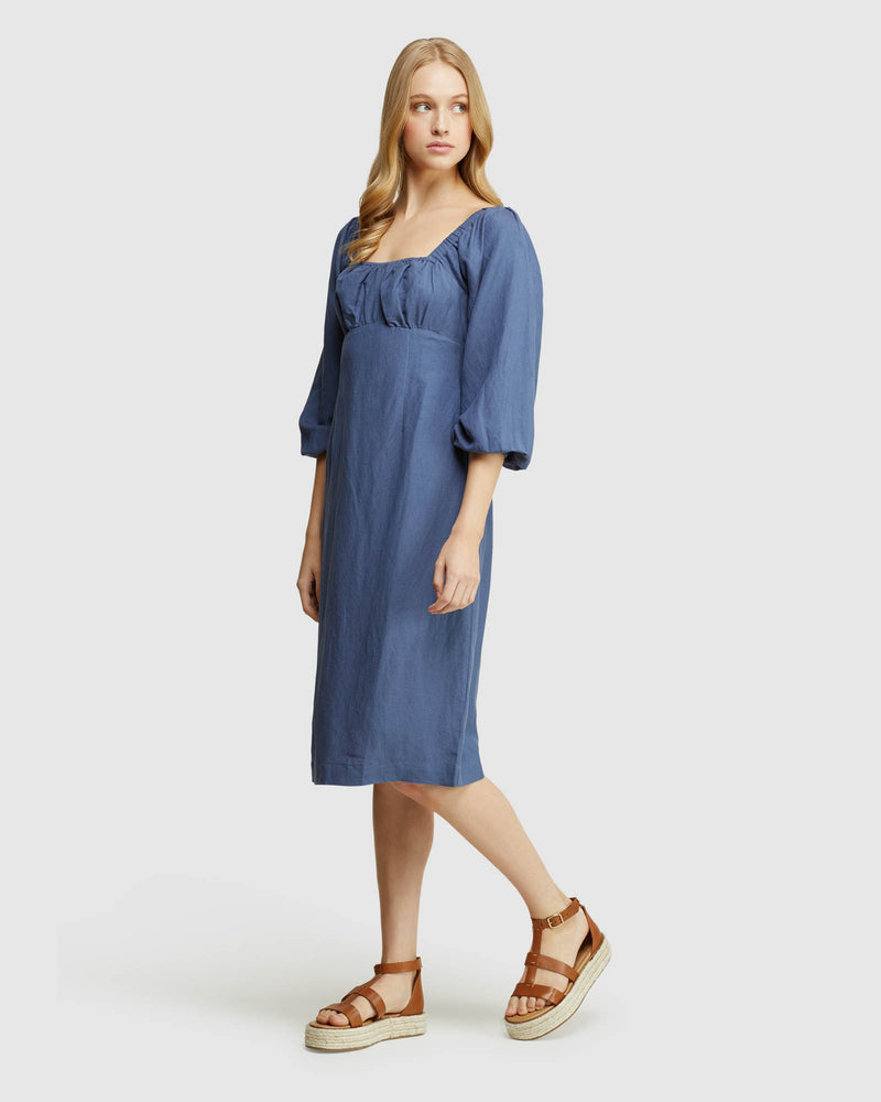 TAMIKA LINEN BLEND DRESS WOMENS DRESSES