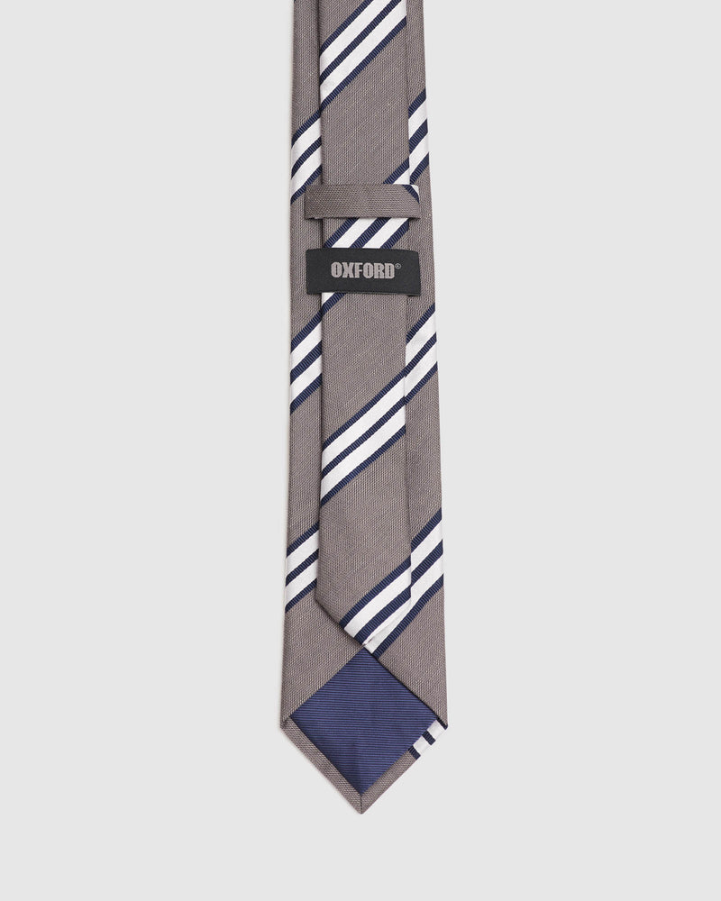 NAVY AND SILVER STRIPE TIE MENS ACCESSORIES