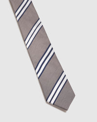 NAVY AND SILVER STRIPE TIE MENS ACCESSORIES