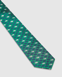 SILK ELEPHANT TIE GREEN MULTI