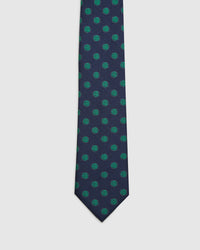 SILK CIRCLES TIE NAVY/GREEN