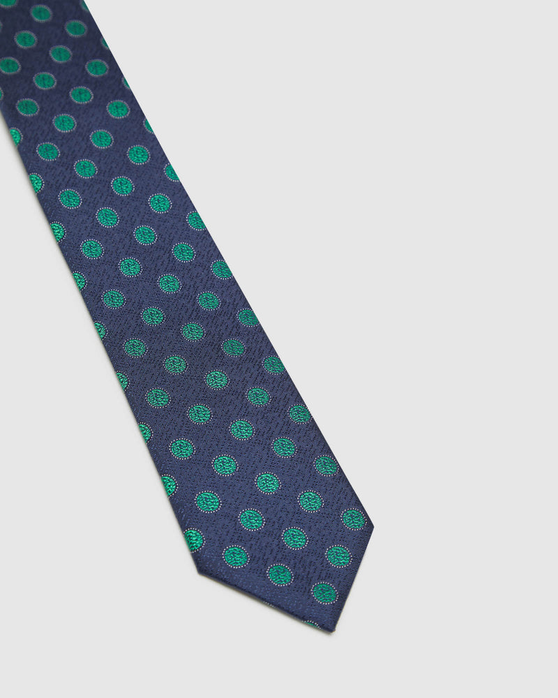 SILK CIRCLES TIE NAVY/GREEN