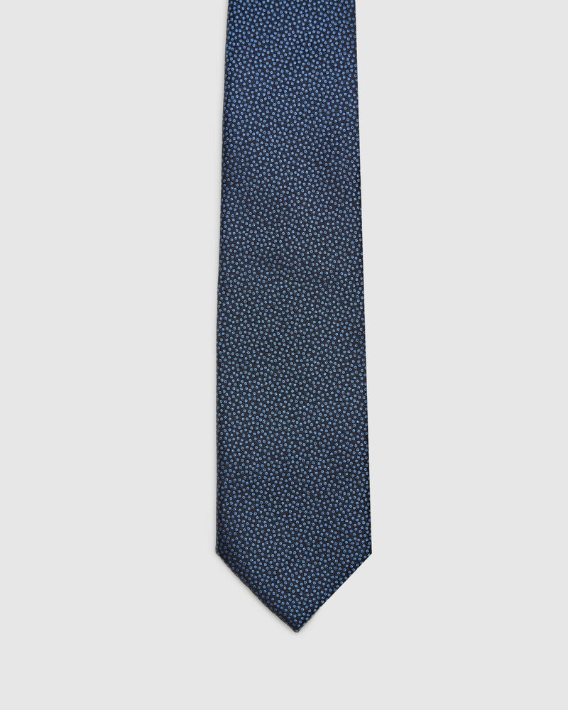 SILK IRREGULAR DOTS TIE NAVY/LT BLUE