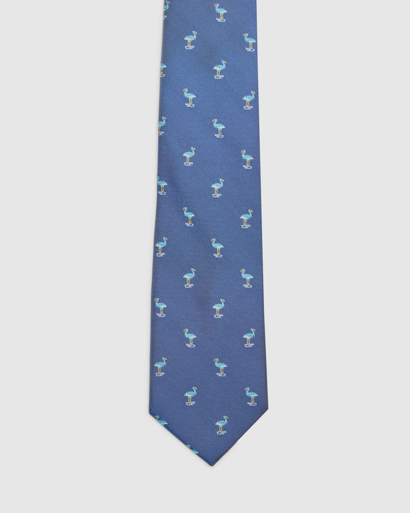 SILK FLAMINGO TIE NAVY