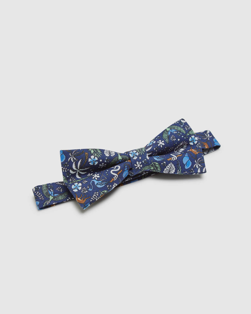 LINEN TROPICAL BOW TIE NAVY MULTI