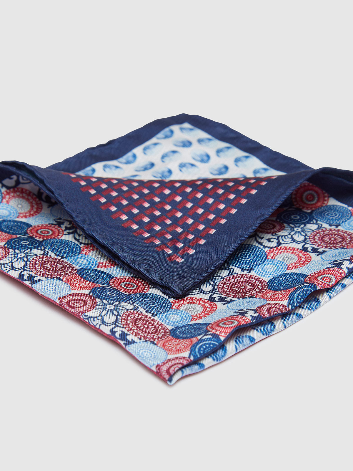 POCKET SQUARE PRINTED MULTI MULTI RED/NAVY