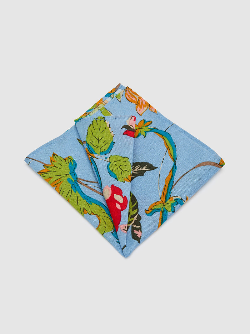 WALL FLOWER POCKET SQUARE BLUE