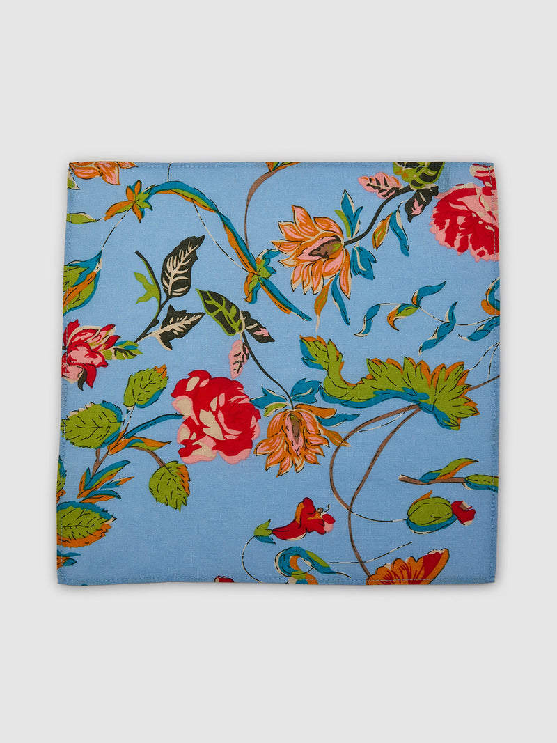 WALL FLOWER POCKET SQUARE BLUE