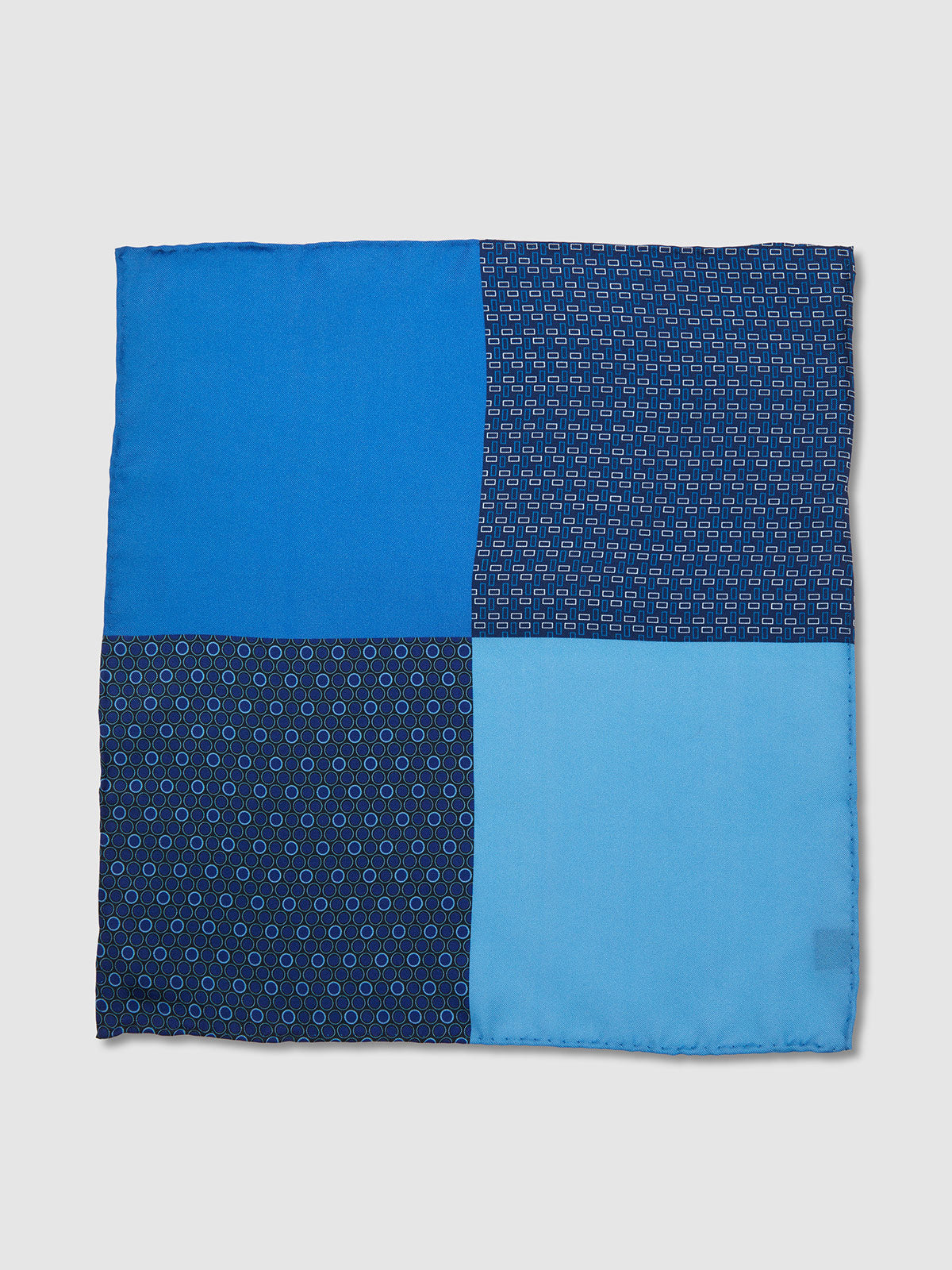 RETRO MULTI DESIGN POCKET SQUARE BLUE