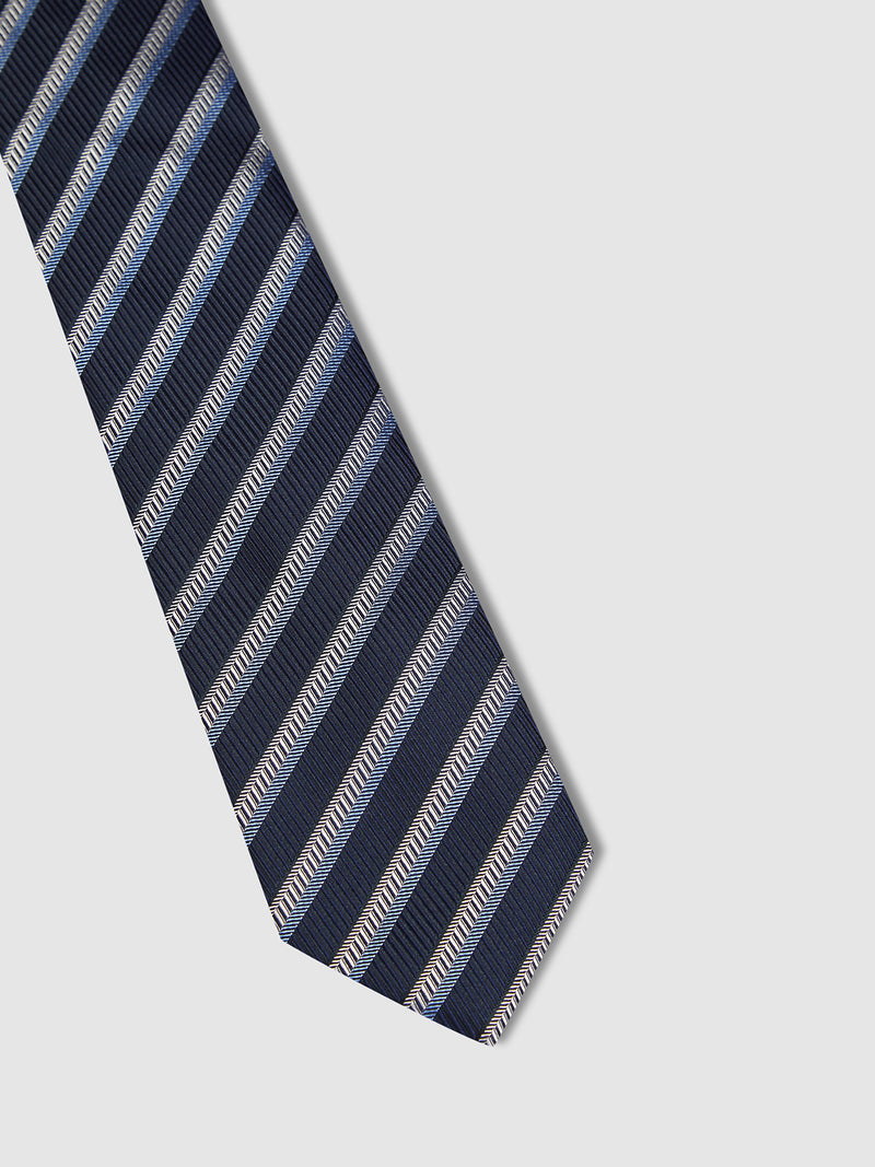 MULTI STRIPE TIE NAVY/BLUE/WHITE