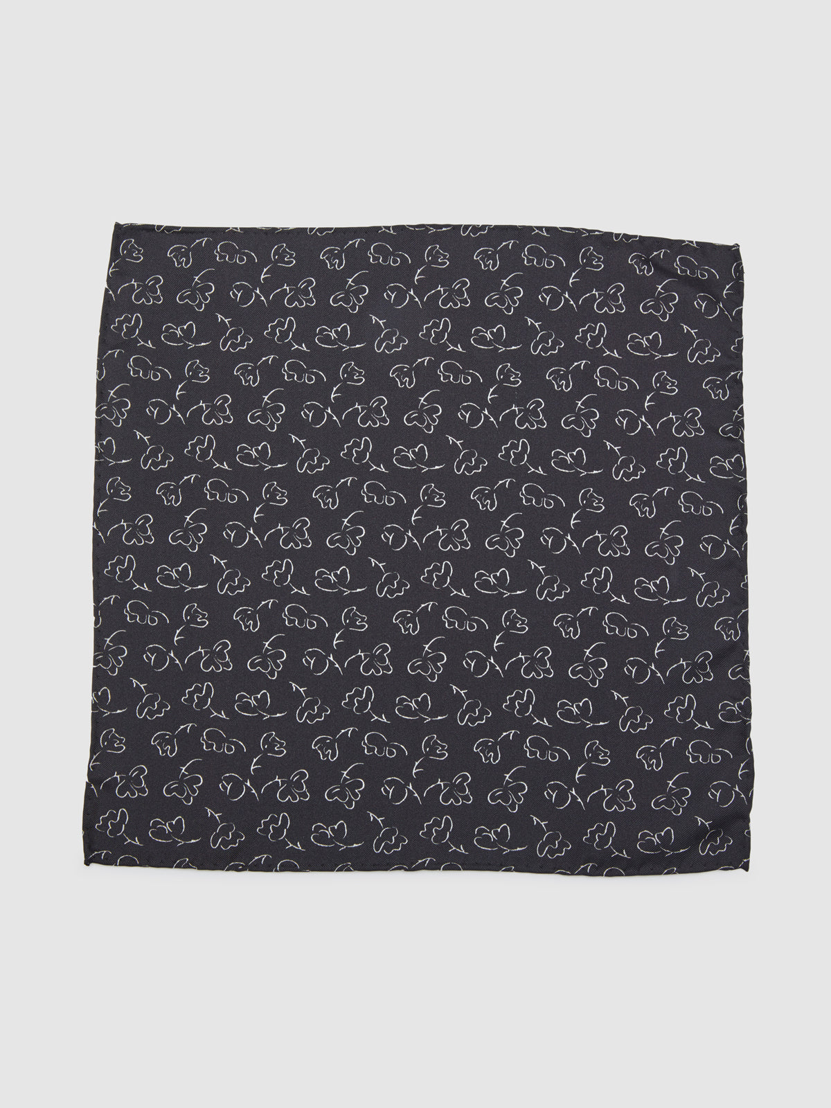 SCRIBBLE DITSY POCKET SQUARE CHARCOAL