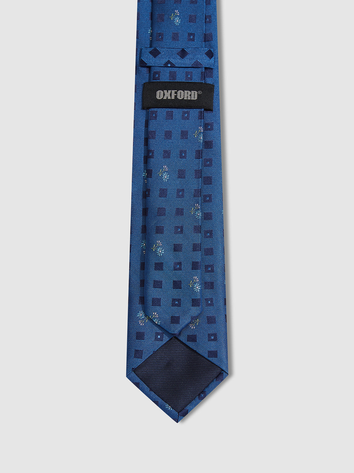 DIAMONDS AND FLOWERS SILK TIE BLUE