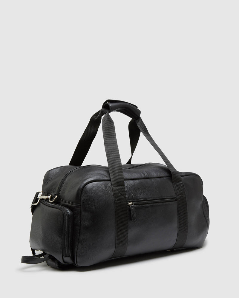 ASHER LEATHER WEEKENDER BAG BLACK