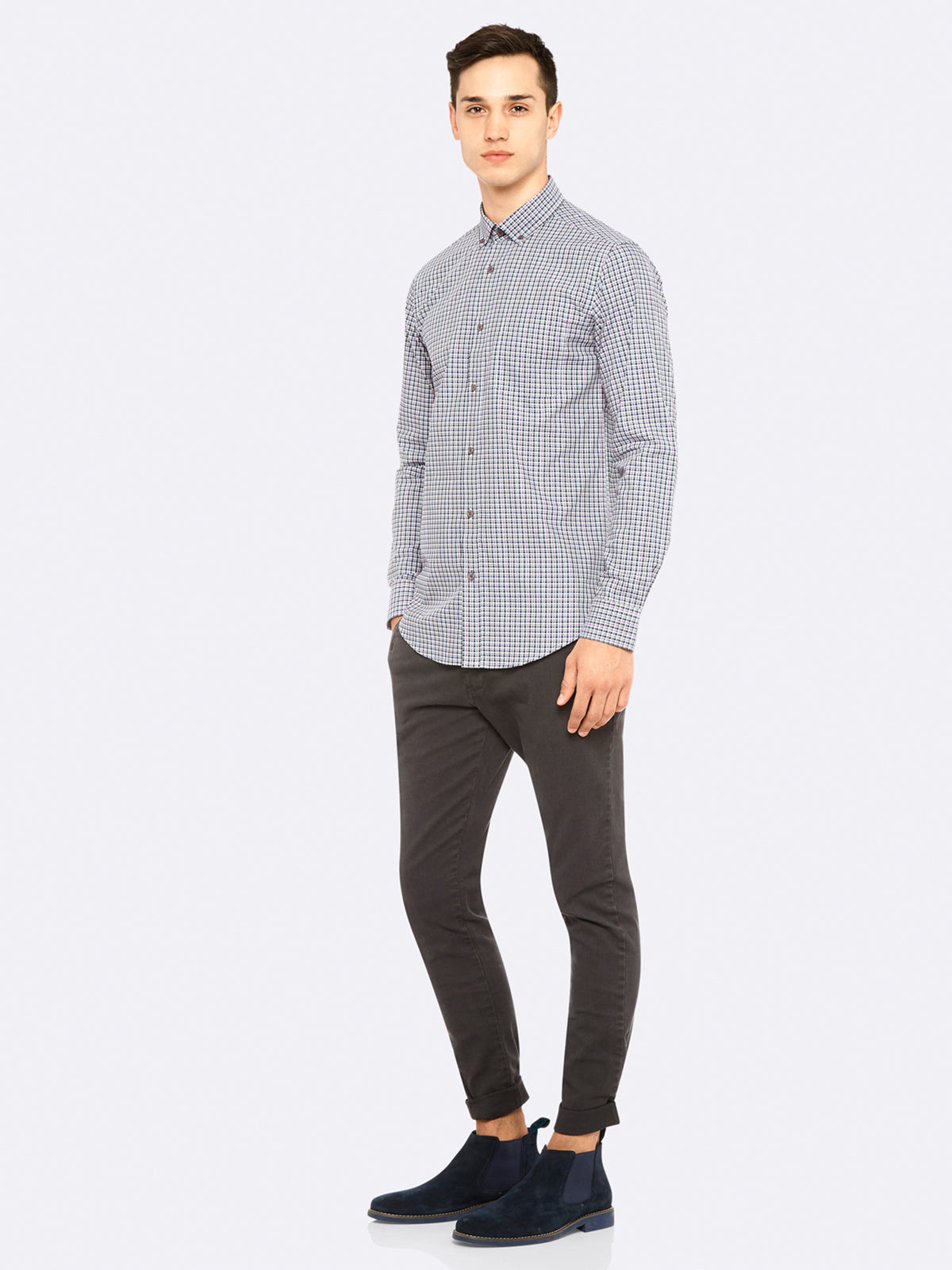 STRATTON CHECK SHIRT PURPL/INDIGO