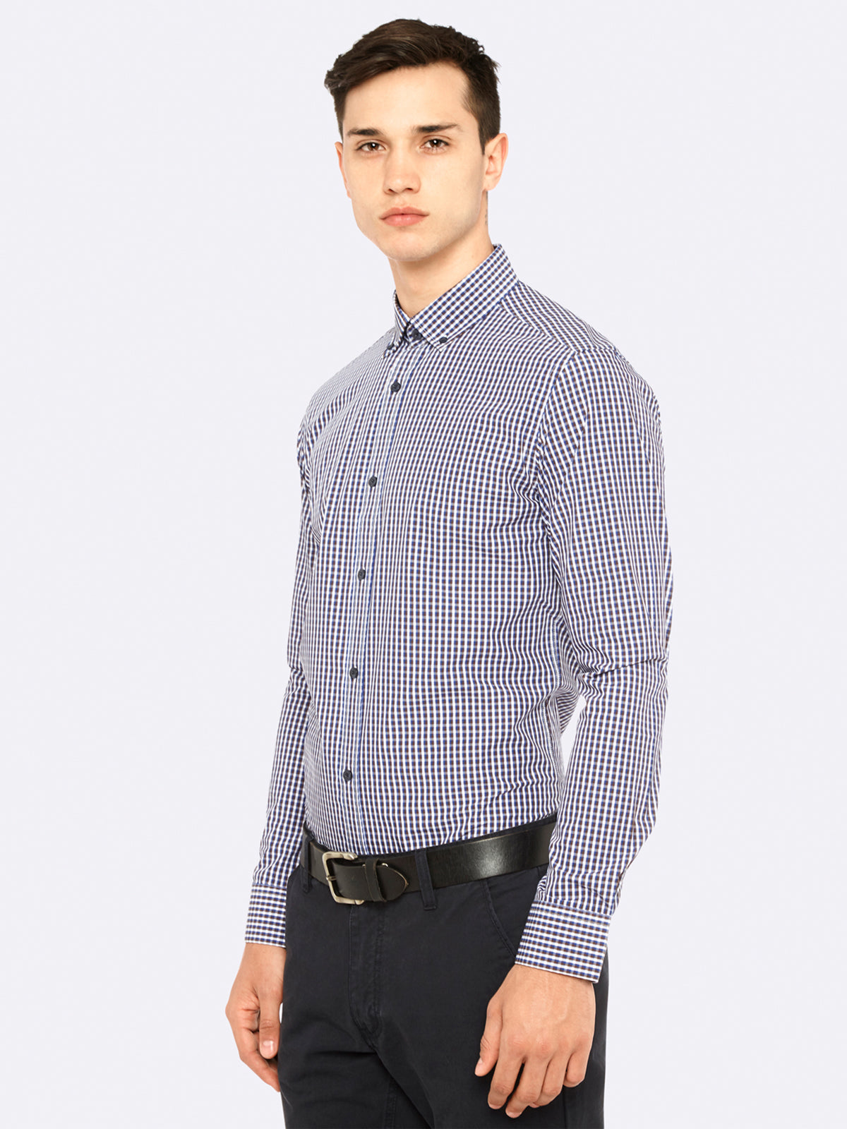 STRATTON CHECK SHIRT BRN/BLU