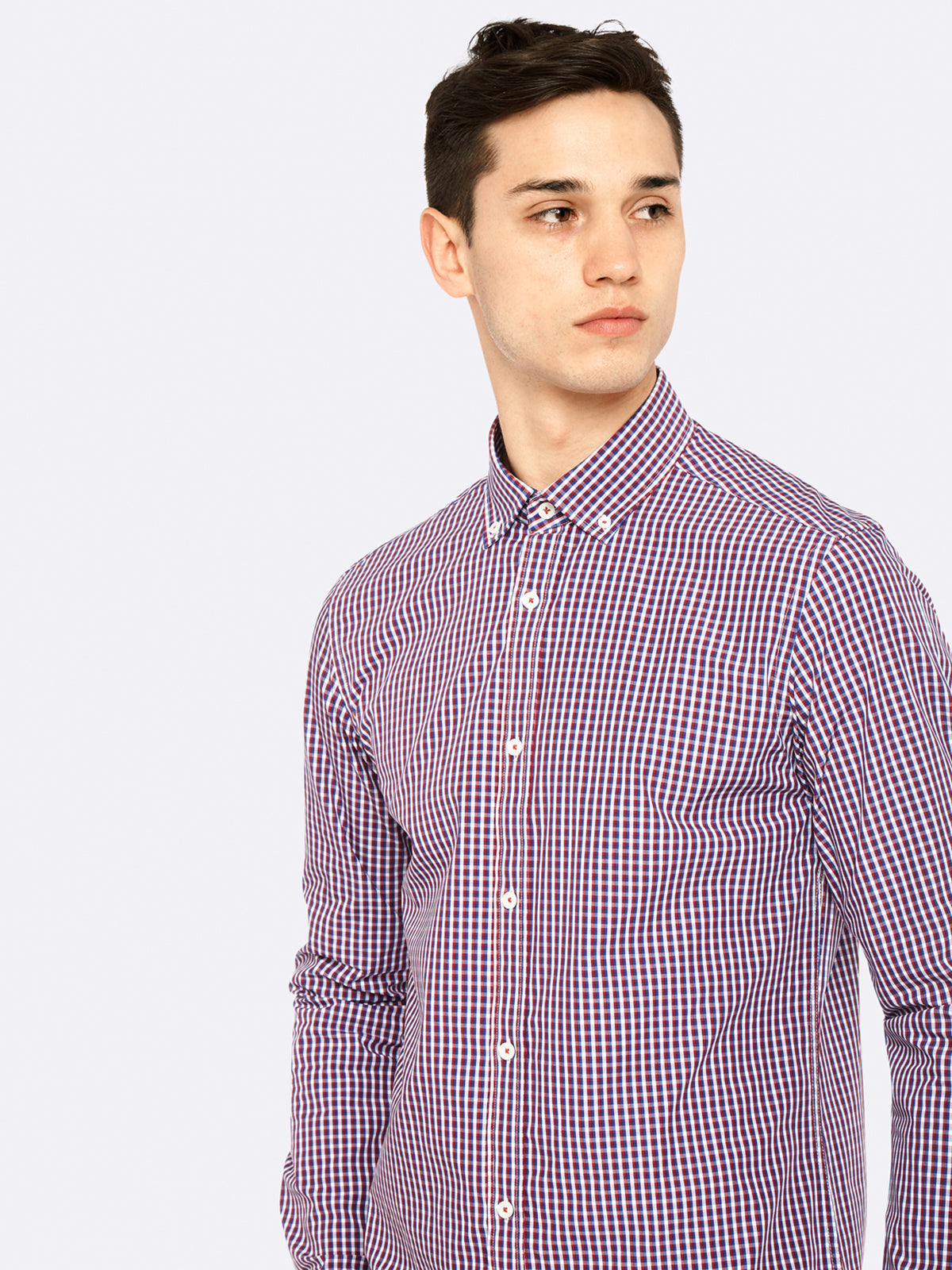 STRATTON CHECK SHIRT BRN/BLU