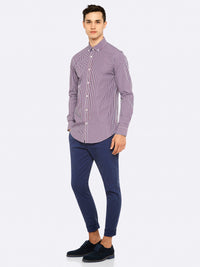 STRATTON CHECK SHIRT BRN/BLU