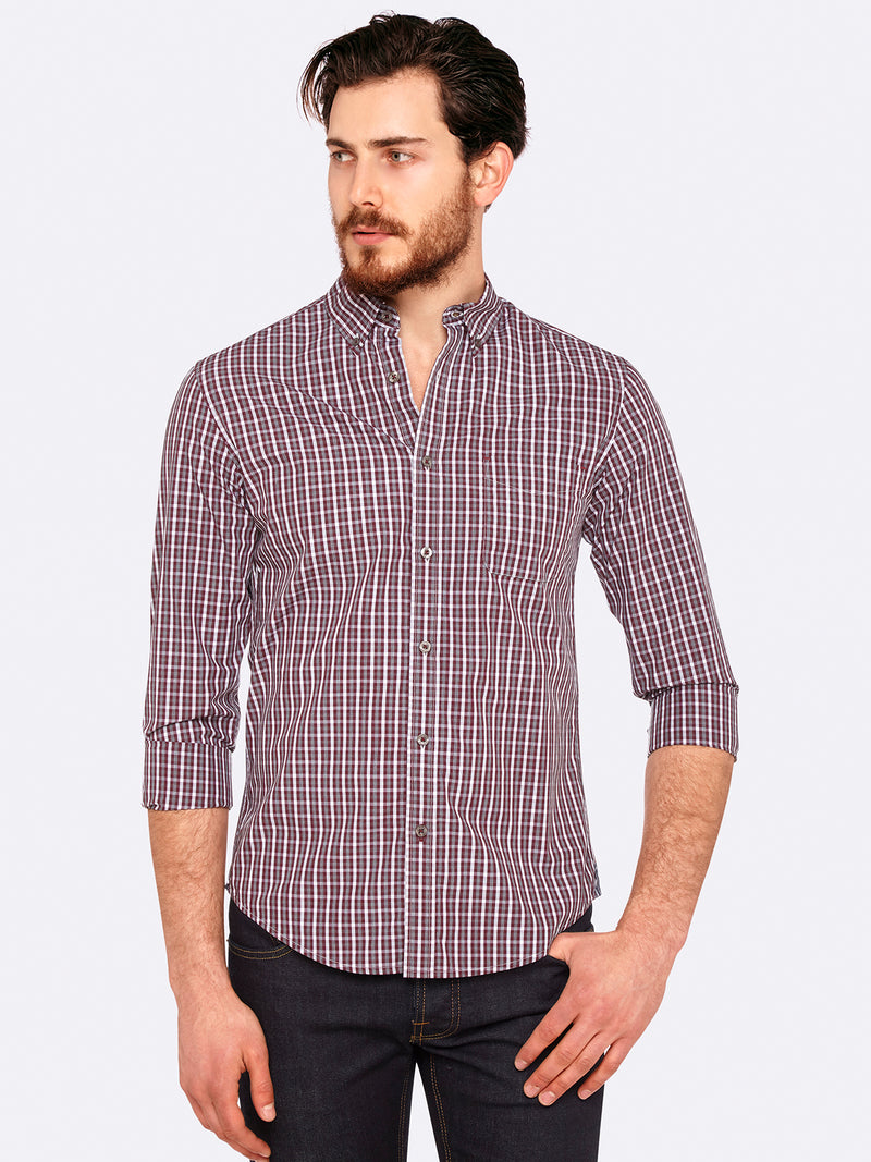 UXBRIDGE CHECKED SHIRT MULBERRY