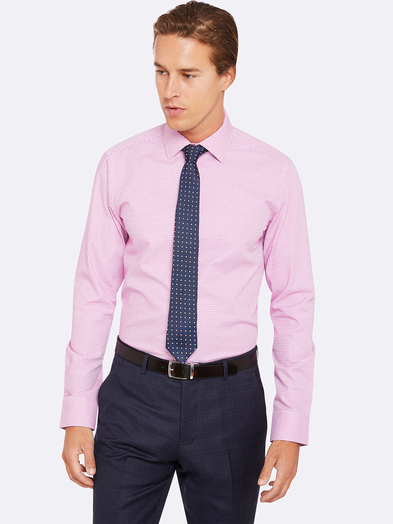 BECKTON DOBBY SHIRT MAGENTA BLUE