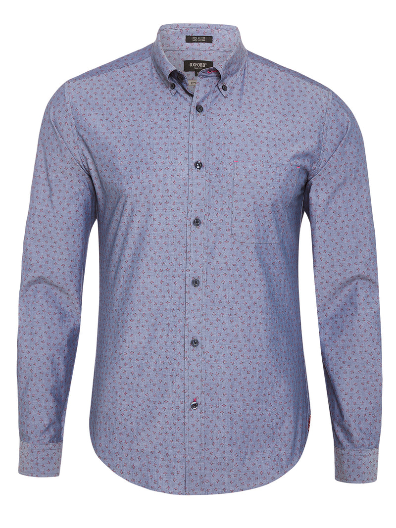 UXBRIDGE PRINTED SHIRT LEAD BLUE/RED